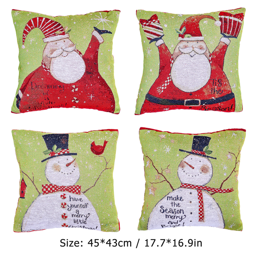 

Christmas Pillow Case Retro Print Linen Pillowslip Car Sofa Cushion Cover, 501 Original