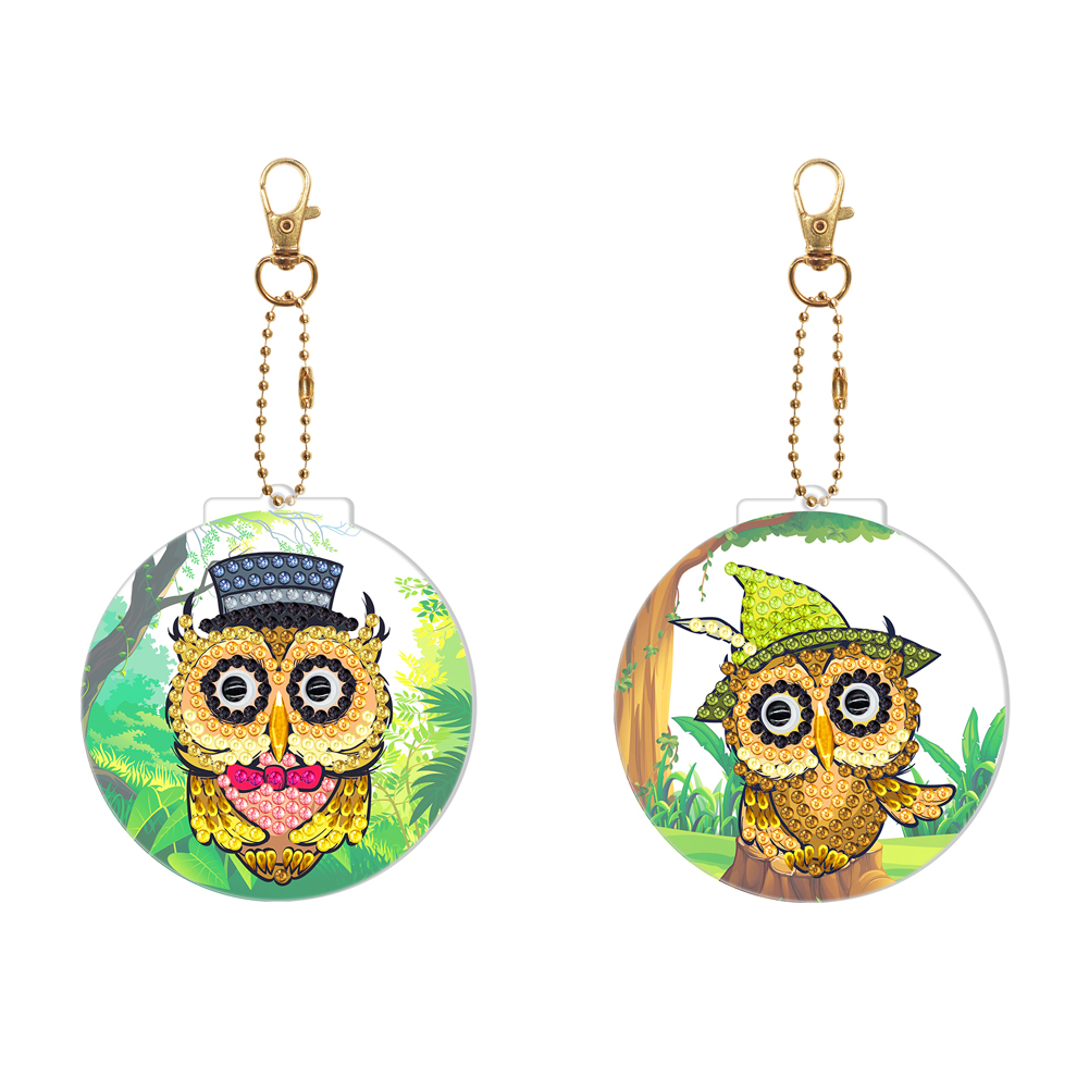 

2pcs Big-Eye Owl - 5D DIY Craft Keychain, 501 Original