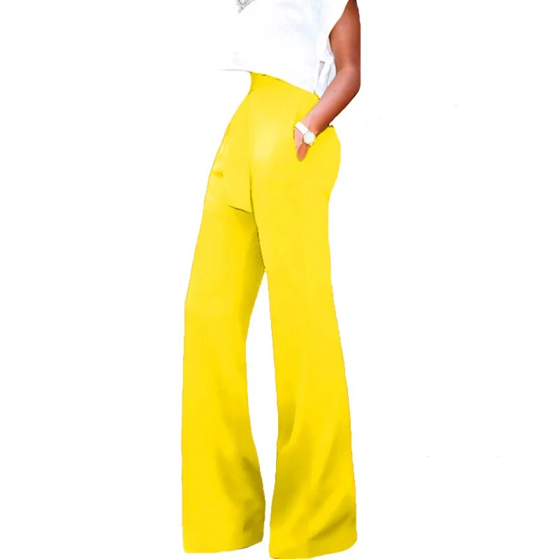 CUHAKCI Bandage Waist Casual Black Wide Leg Pant Women Womens Autumn Elegant Fashion Female Red Flare Trousers