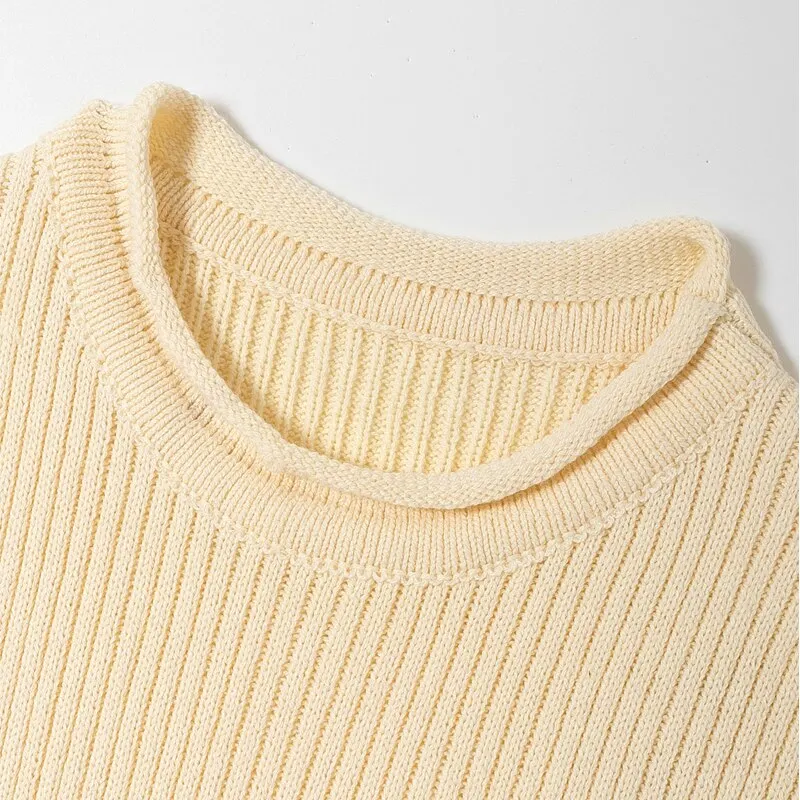 Spring and summer women's sweater casual solid color round neck sleeveless loose short sweater