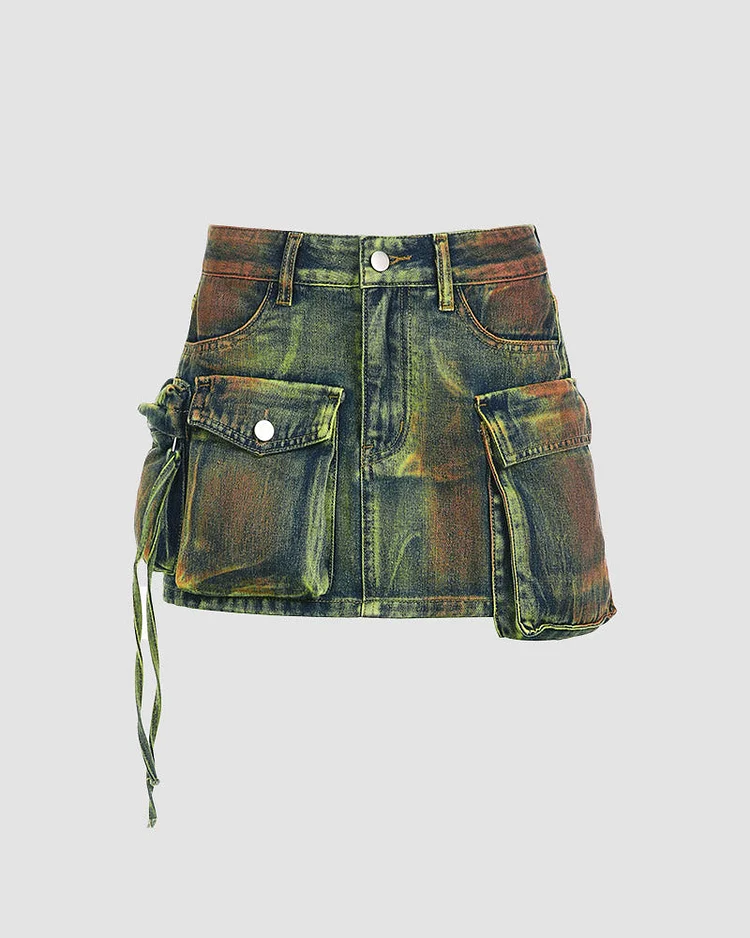 Grunge Pocket Short Denim Skirts