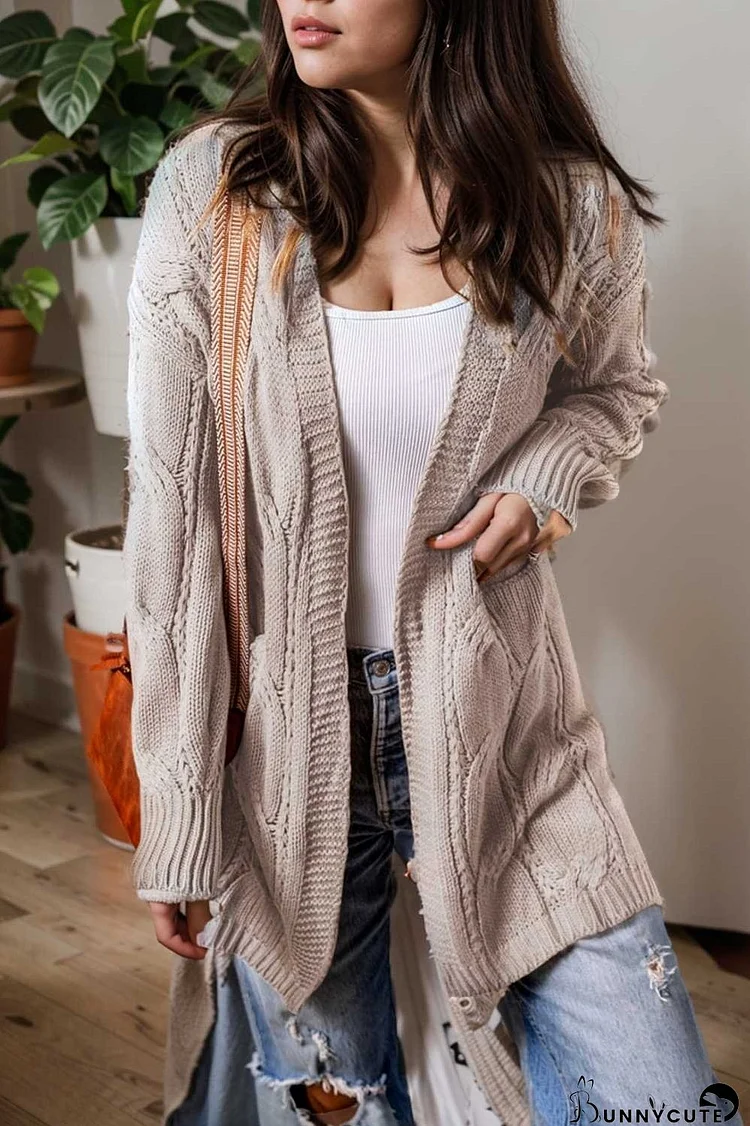 pocket twist long sweater cardigan