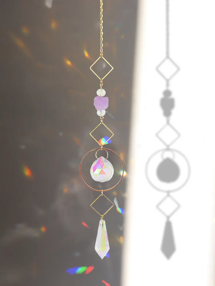 Metal Rainbow Collection Hanging Sun Crystal Prisms Home Wall Decoration