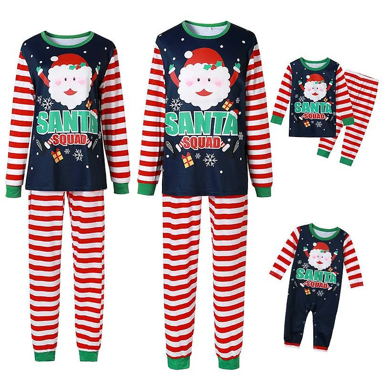 Santa Claus Striped Print Family Matching Pajamas Sets
