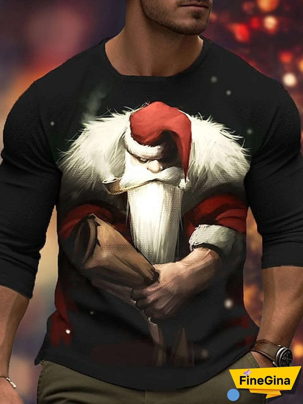 Men's Vintage Santa Print T-Shirt