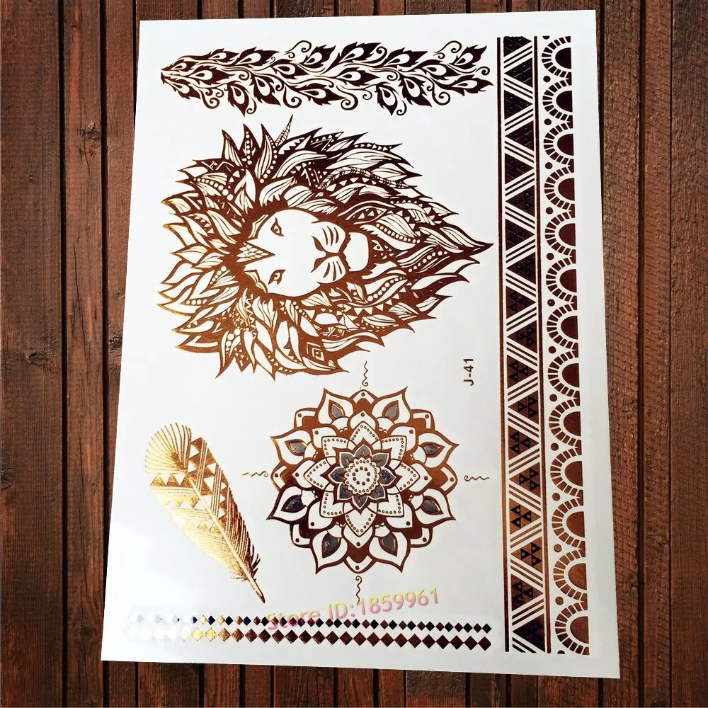 Sdrawing Big Size Gold Flying Butterfly Flash Tattoo Jewel Sticker ACT-199 Henna Bracelet 3D Makeup Butterfly Waterproof Tattoo Women