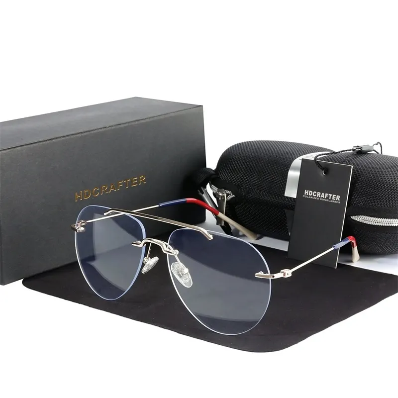HDCRAFTER Oversized Rimless Computer Glasses Frame Men Women Anti Blue ...