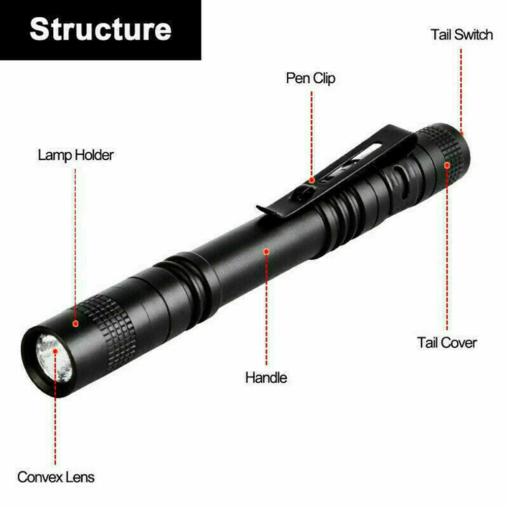 10pcs Portable Mini LED Flashlight Pen Waterproof Light Clip Pocket Lamp от Cesdeals WW