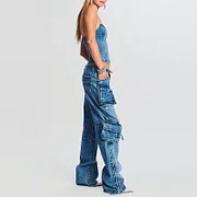 Trendy High-Street Cargo Jeans for Women - Spring 2025 Zara Collection with Stylish Pocket Details