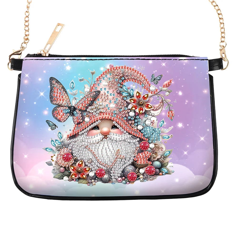 Butterfly Gnome Diamond Painting Coin Chain Purse 5D Diamond Handmade Chain Bag