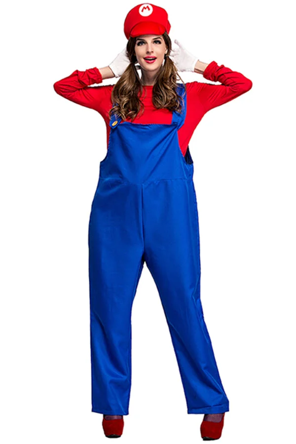 Sexy Red And Blue Super Marie Mario Halloween Costumes-elleschic