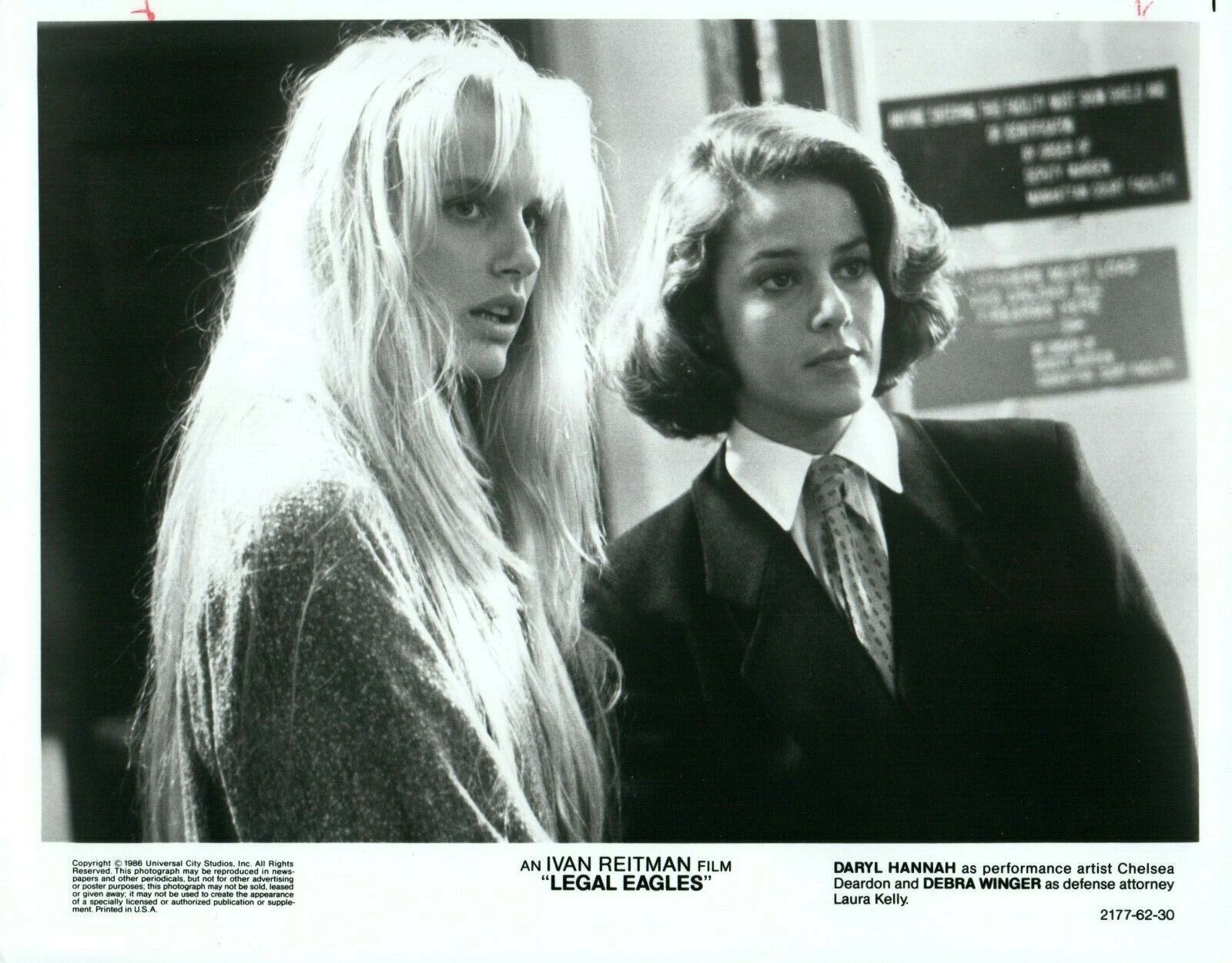 DARYL HANNAH DEBRA WINGER Movie LEGAL EAGLES 8x10 Promo Press News Photo Poster painting 1986