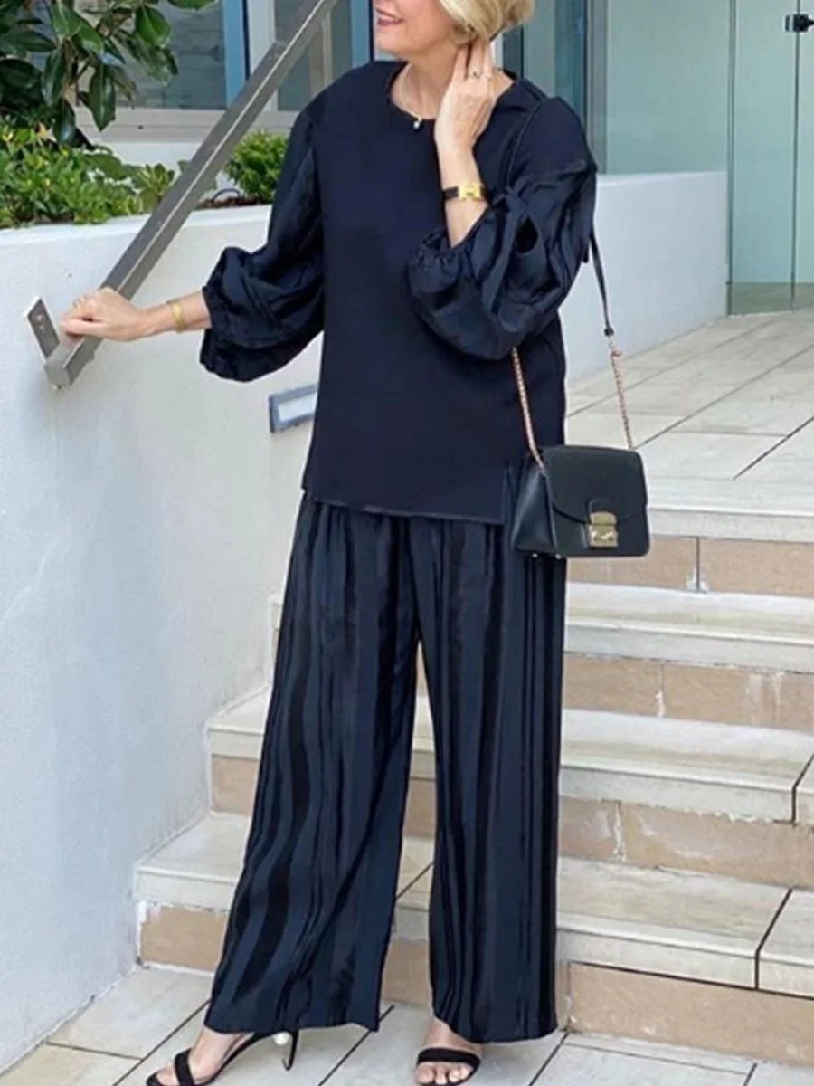 Plus Size Loose Round Neck Casual Women's Suit