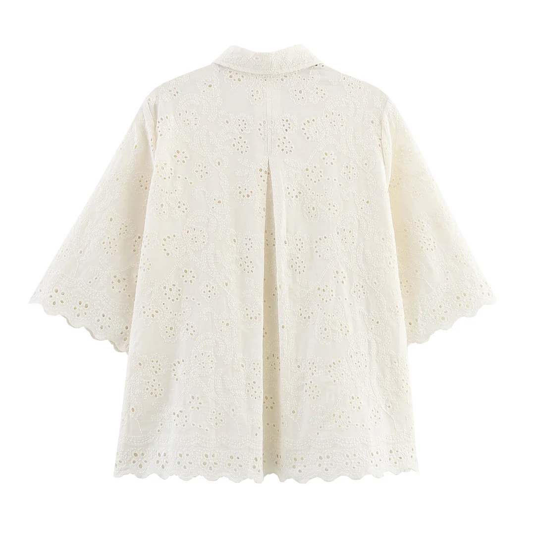 Nigikala Nigikala Summer's New Hollow Embroidery Shirt 2731063 Pants 2731064