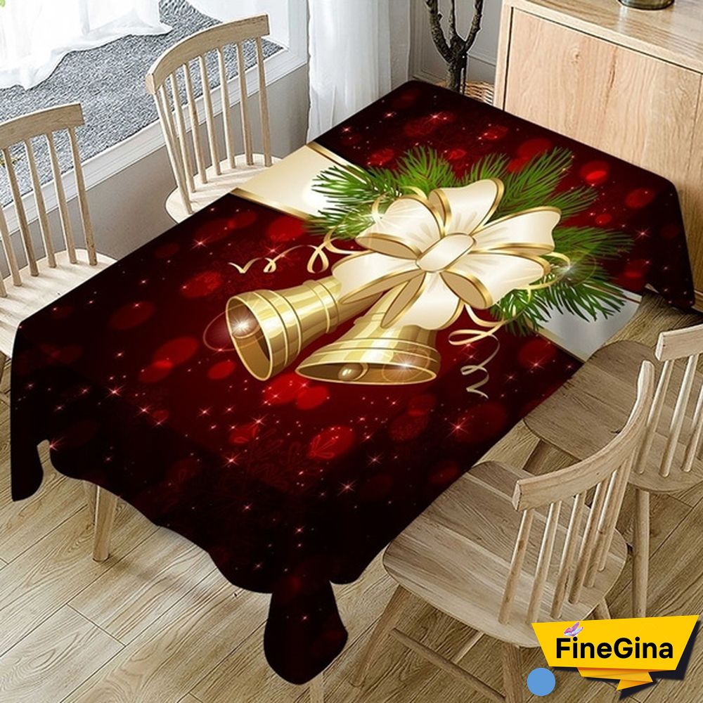 1Pcs Sika Deer Coffee Table Cloth Tablecloth Christmas Table Cartoon Tablecloth New Christmas Big Bell Home Rectangular Tablecloth