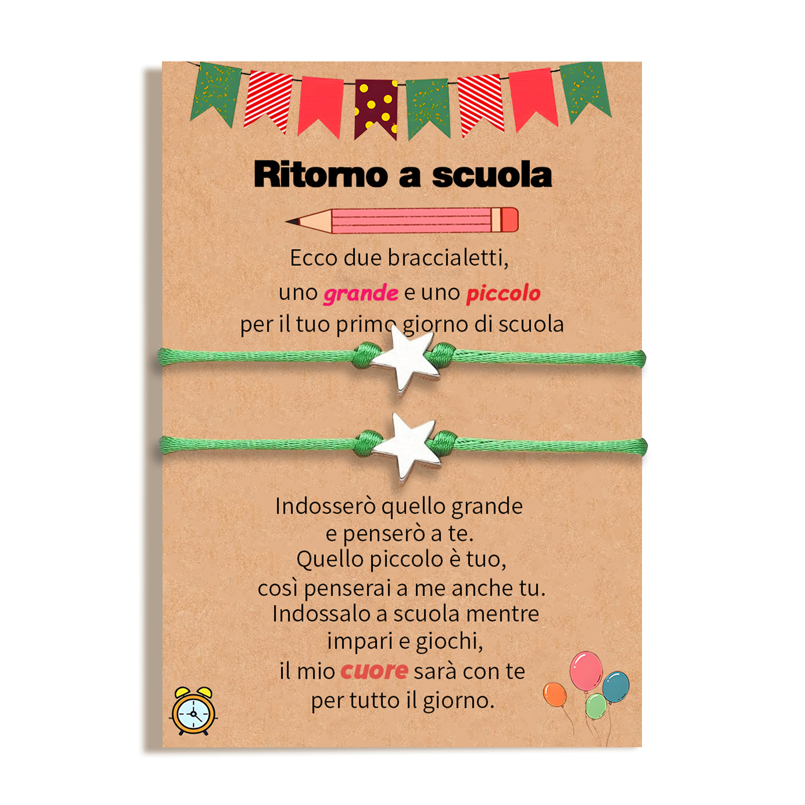 2PCS Braccialetto stella regorabile regalo per bambina con carta