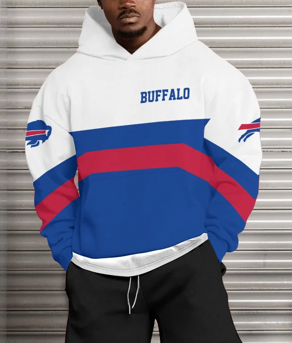 Buffalo Bills Printed Hooded Pocket Pullover Hoodie