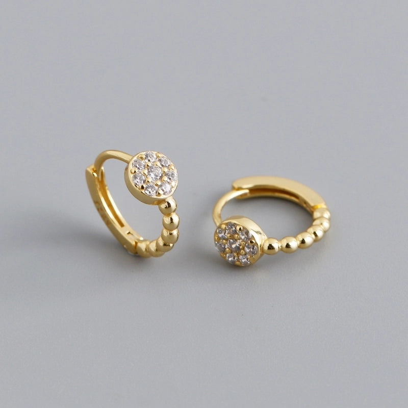 1 Pair 925 Sterling Silver Zircon Geometric Earrings