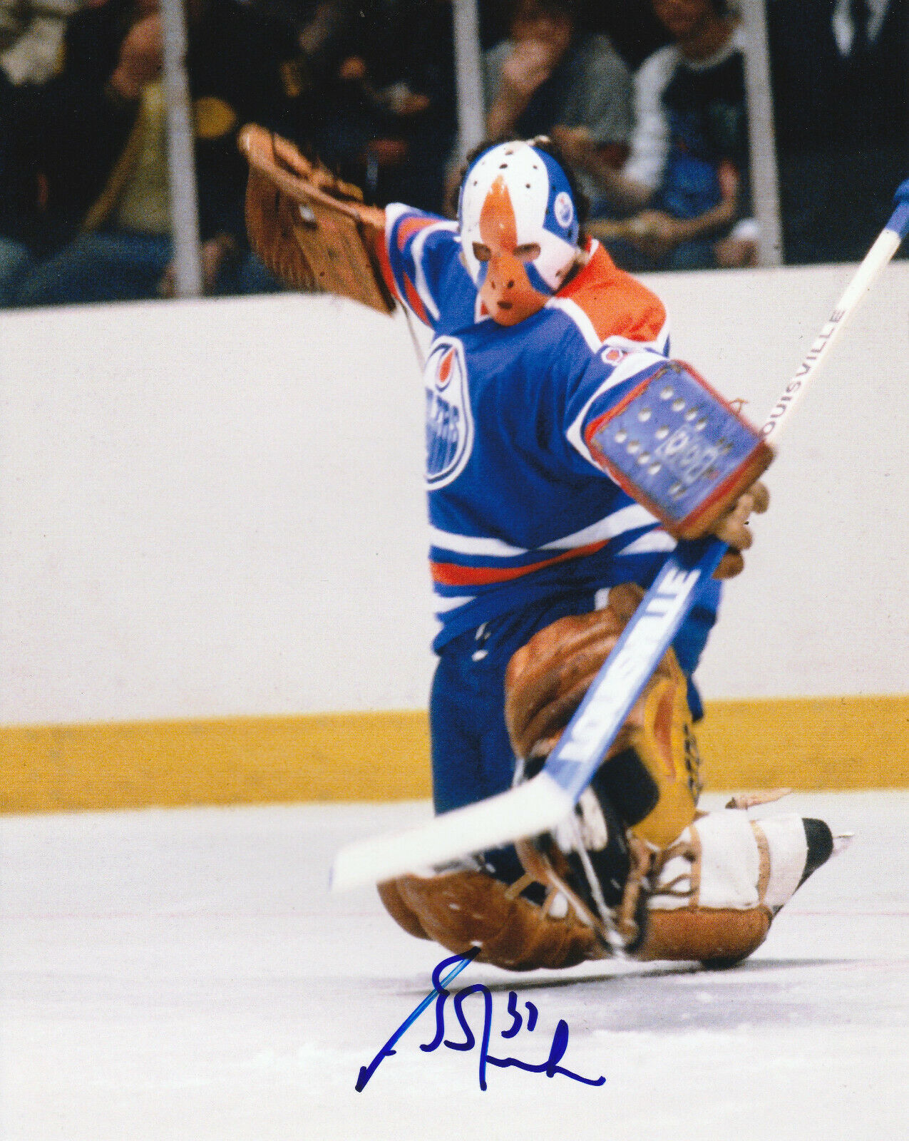 VINTAGE GRANT FUHR SIGNED EDMONTON OILERS GOALIE 8x10 Photo Poster painting #7 Autograph