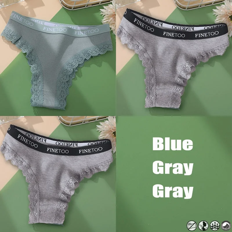 3PCS/Set Cotton Panties Brazilian Style Women Underwear Lace Sexy Lingerie for Female Underpants Thong Panties Briefs Intimates