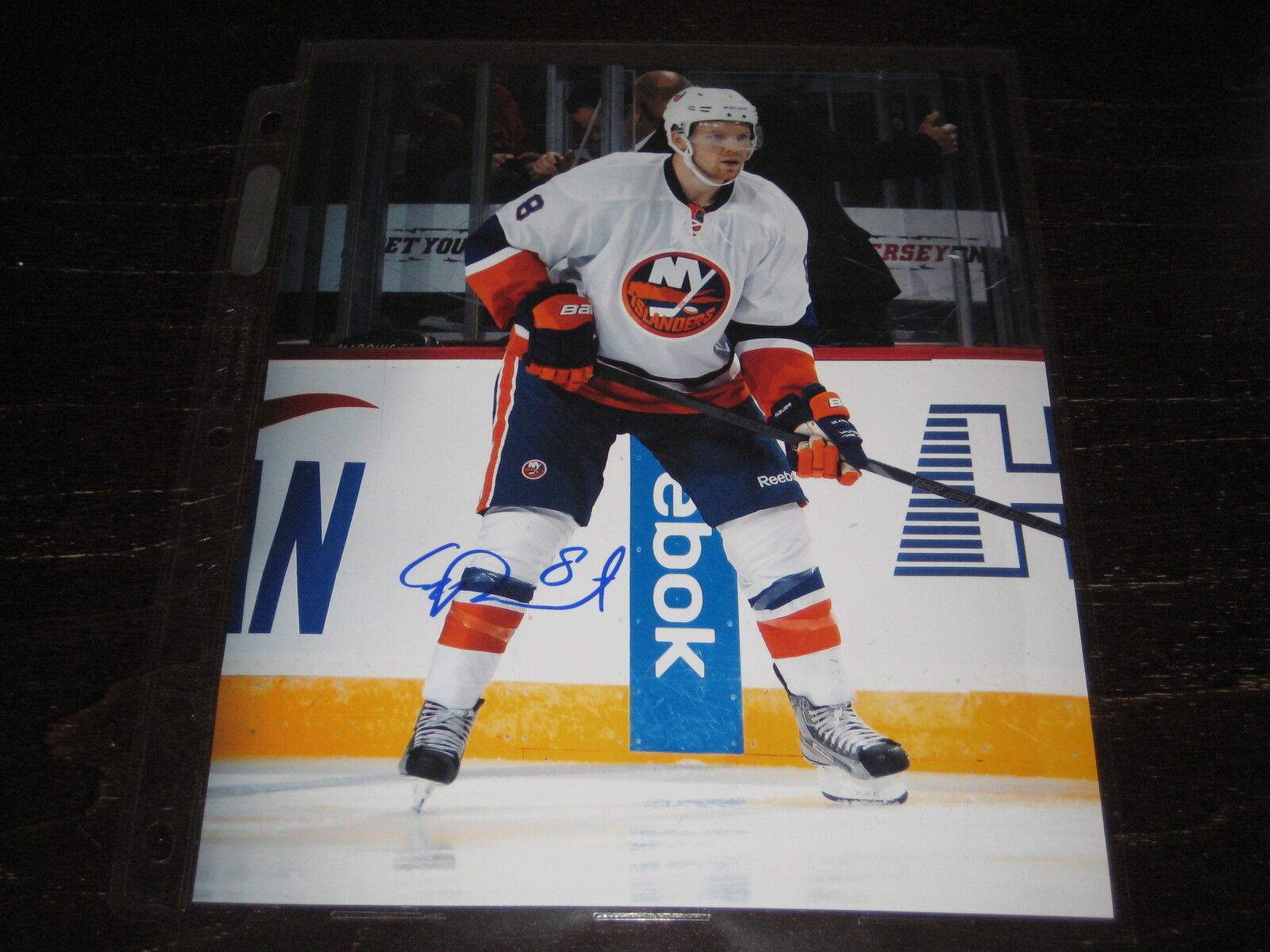 GRIFFIN REINHART autographed NY NEW YORK ISLANDERS 8X10 action