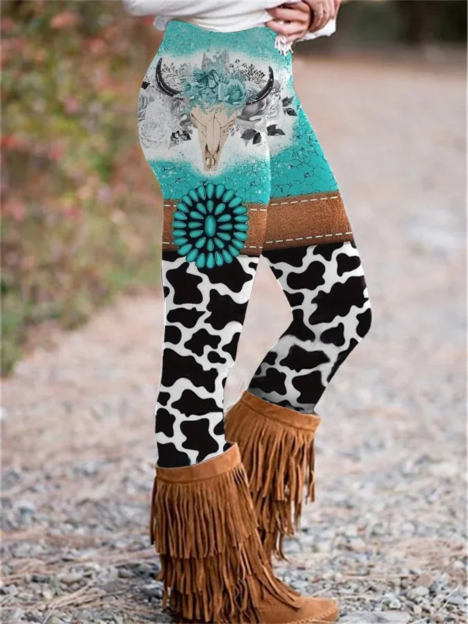 Bullhead Leopard and Turquoise Pattern Leggings