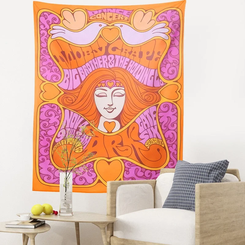 Retro Psychedelic 60s Tapestry Trippy Witchcraft Hippie Tapestry Boho Decor Wall Hanging Tapestry Girls Aesthetic Home Decor