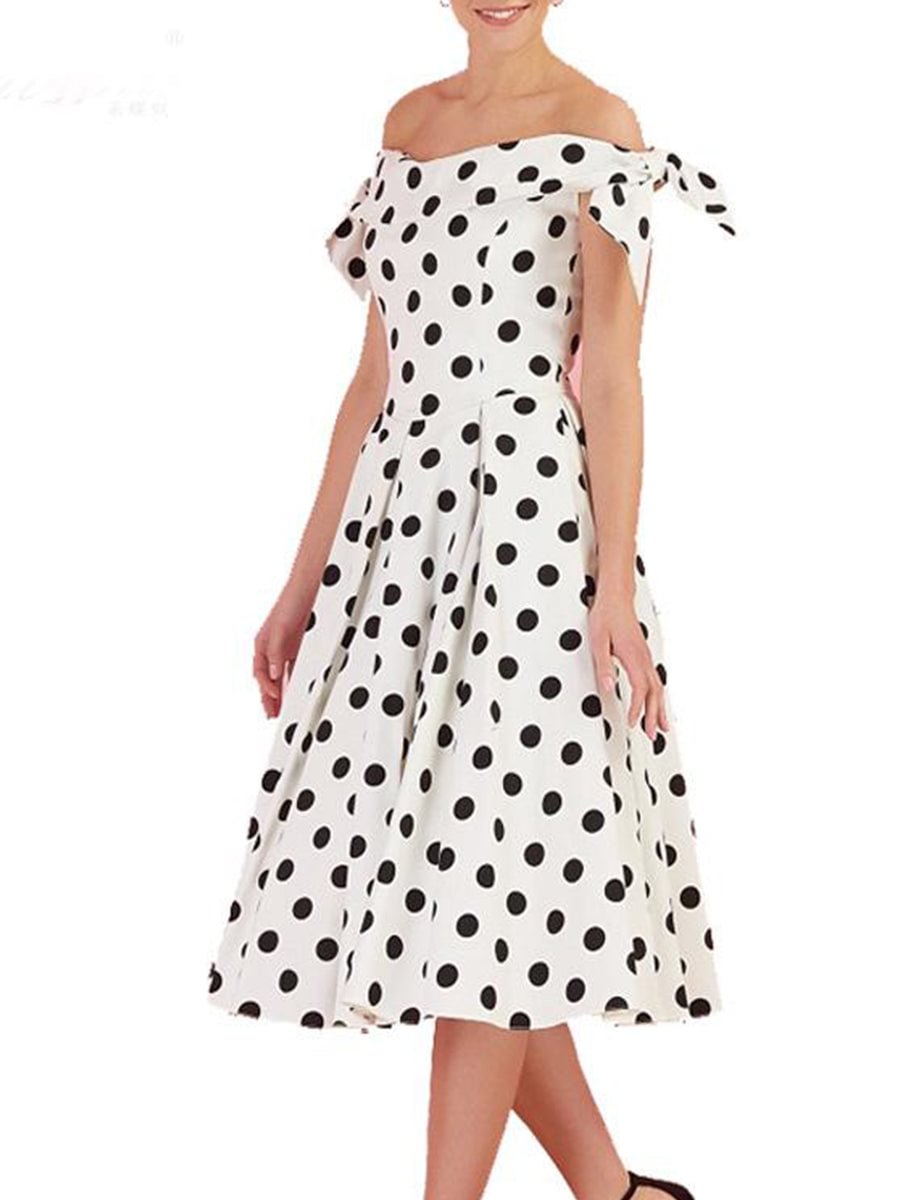 1950s Dress Polka Dot Sweet Vintage Swing Dress for women