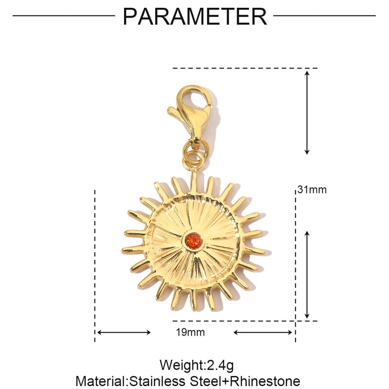 3 PCS/Package Titanium Steel Rhinestones Sun Moon Pendant Jewelry Accessories