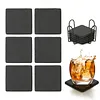 Square Slate Drink Coasters Set with Anti-Scratch Bottom for Home Office Kitchen