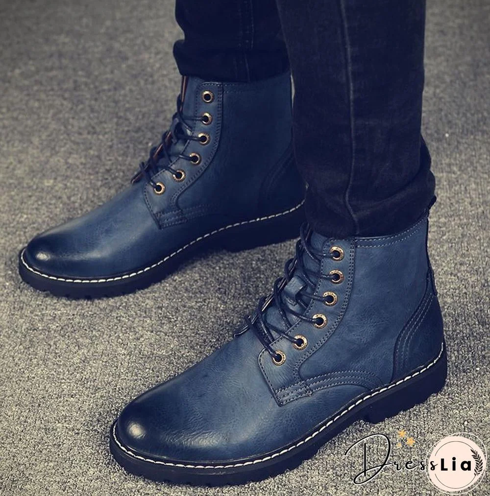 Men Genuine Leather Winter Snow Fashion Boots Pointed Toe Mid-Calf Boots For Men Ankle Non-slip Shoes