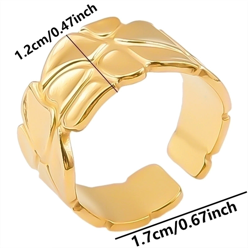 Retro Geometric 304 Stainless Steel 18K Gold Plated Plating Open Rings
