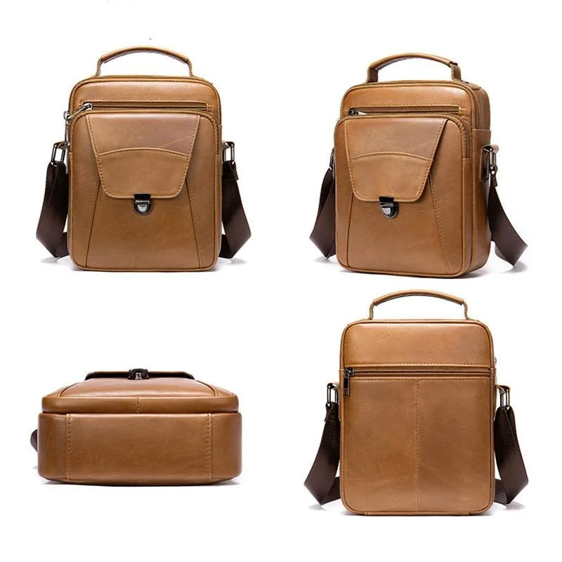 Organizational Layout Top-Handled Genuine Leather Adjustable Strap Sling Bag