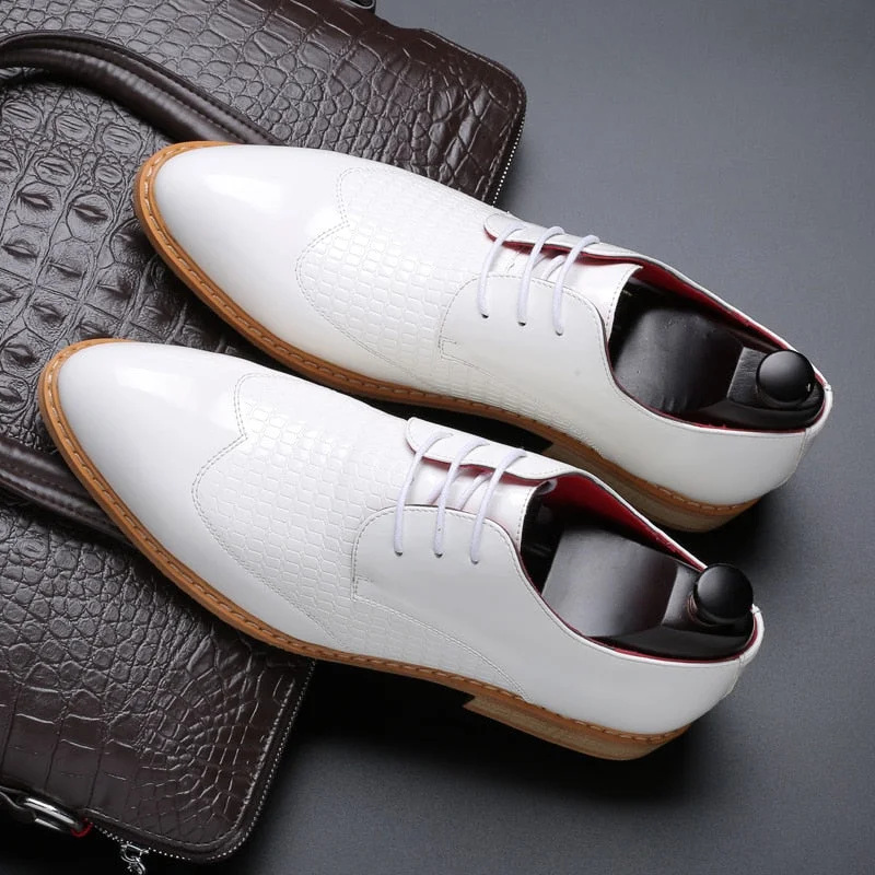 Size 13 Mens Business Dress Shoes Brand Leather Fashion Pointed Toe White Formal Shoe Men Oxford Office Wedding Shoes WalkerPeak