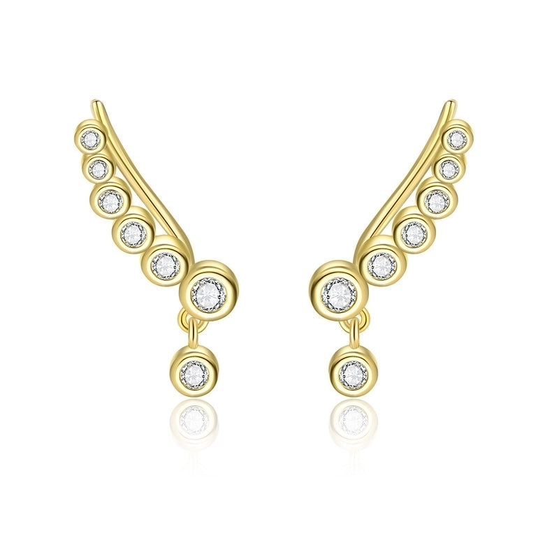 1 Pair 925 Sterling Silver Zircon 925 Sterling Silver Earrings Wings Ear Cuffs