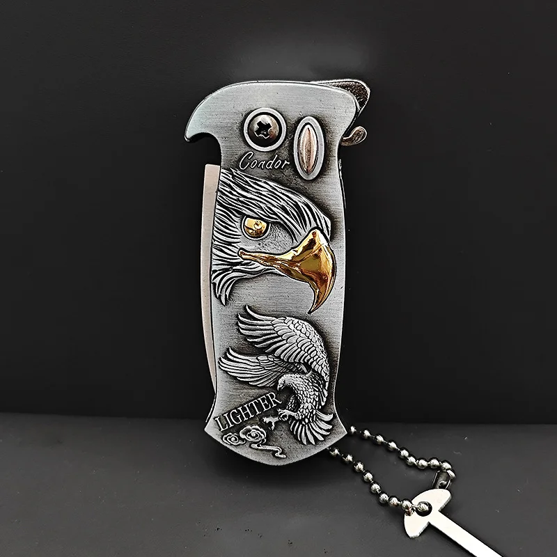 Knife-equipped windproof refillable lighter