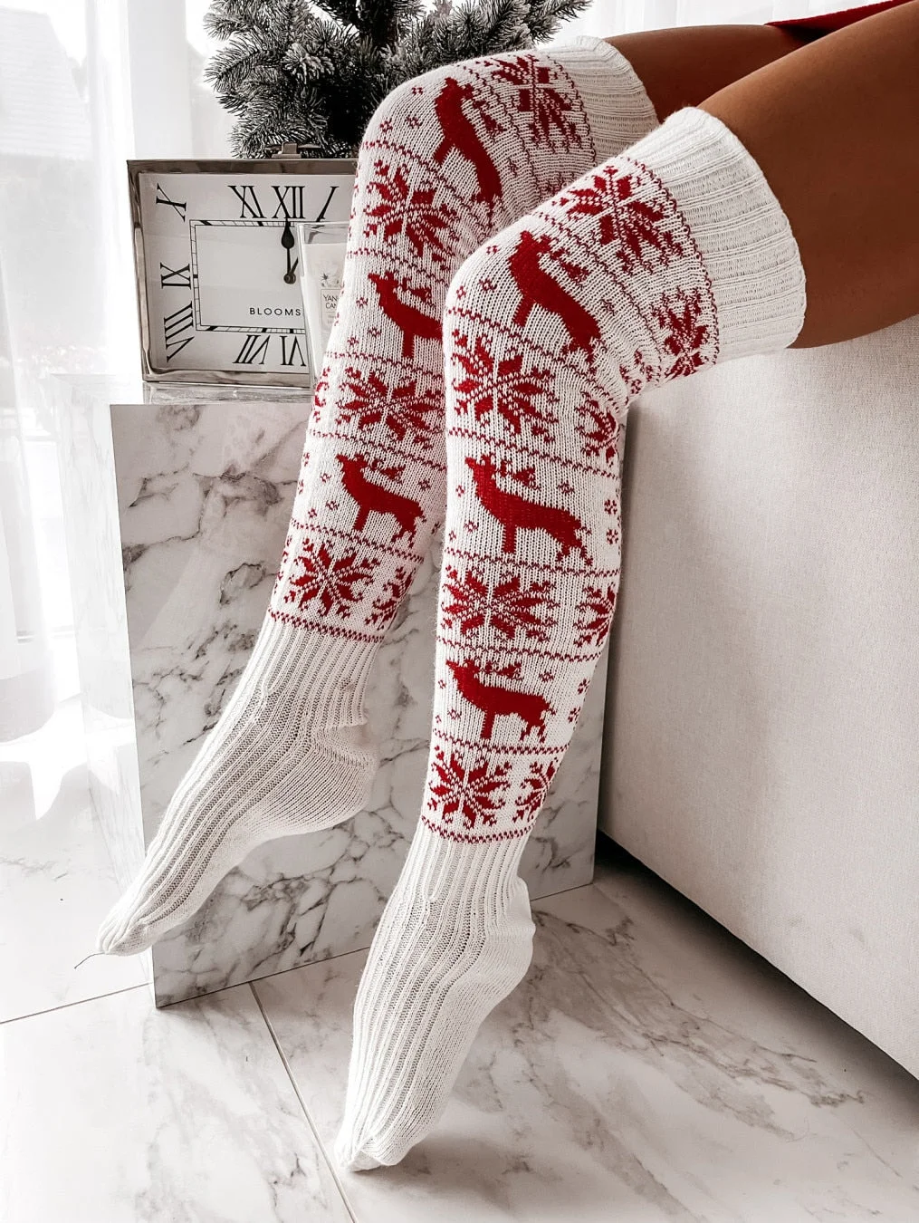 Christmas Gift Christmas Stockings Women's Long Knitted Stockings for Girls Ladies Women Winter Warm Knit Socks Thigh High Over The Knee Socks