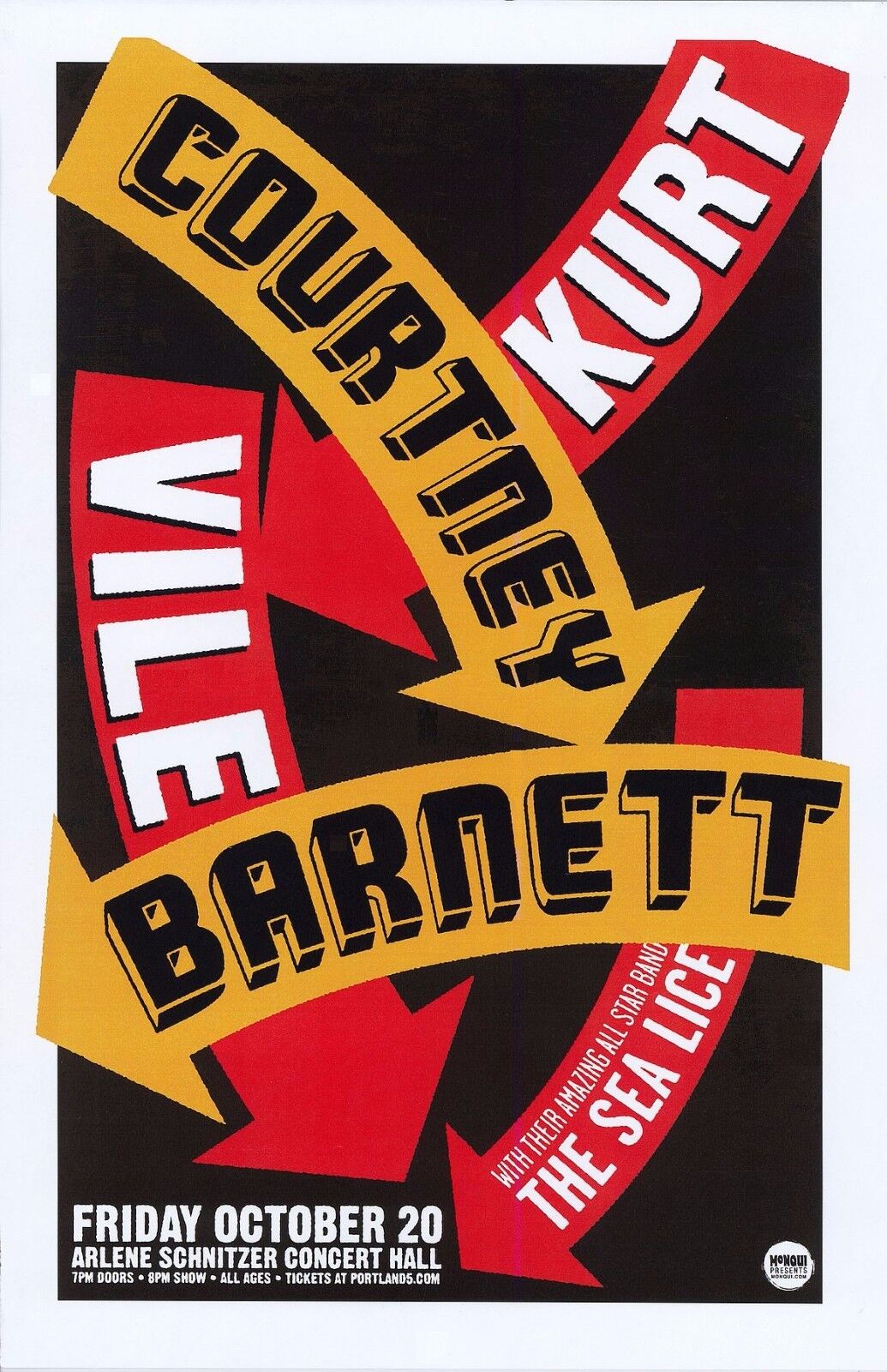 COURTNEY BARNETT & KURT VILE POSTER 2017 Portland Oregon Gig Concert