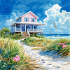 Diamond Painting-DIY Full Round Drill Summer Beach House