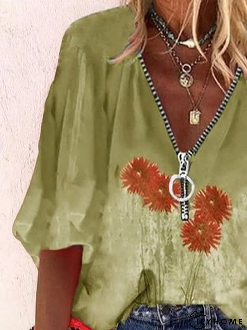 Casual V Neck Loose shirt | IFYHOME