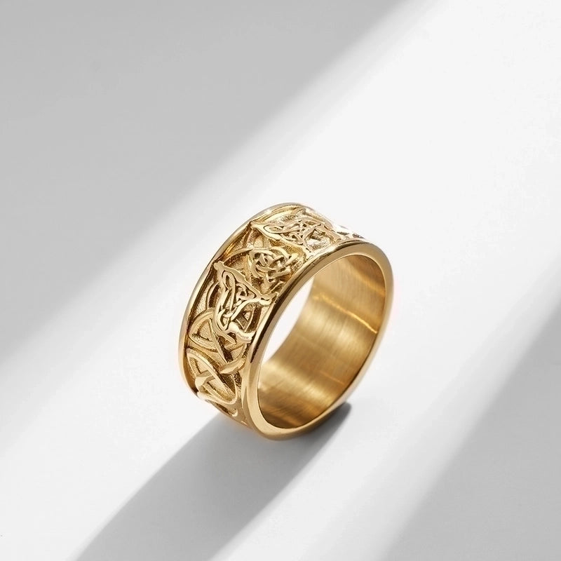 Fashion Celtic Knot Titanium Steel Celtic Wolf Men’s Ring