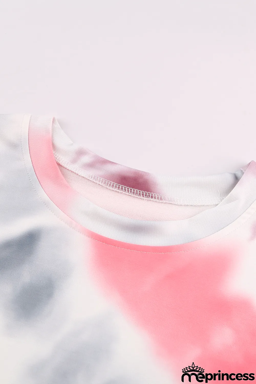 Pink Casual Tie-dye Round Neck Sweatshirt