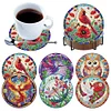 6Pcs/set Diamond Painting Wooden Animals Coaster Cup Cushion With Holder