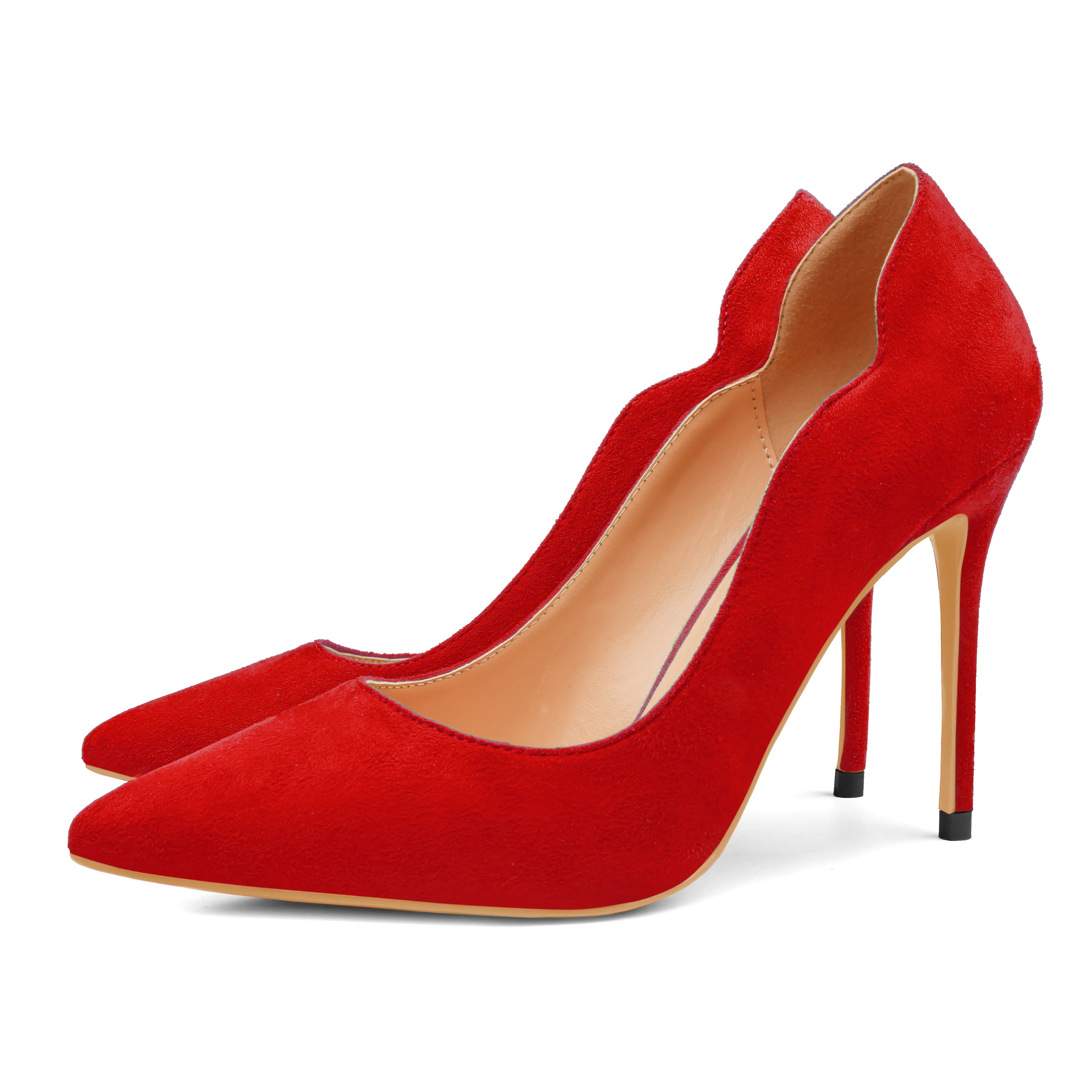 10CM/4 inch Women's High Heels for Party Wedding V-Shaped Suede Pumps