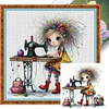 (US Only)Full Embroidery cotton Thread 11CT Printed Girl Cross Stitch Kit Art 40x40cm