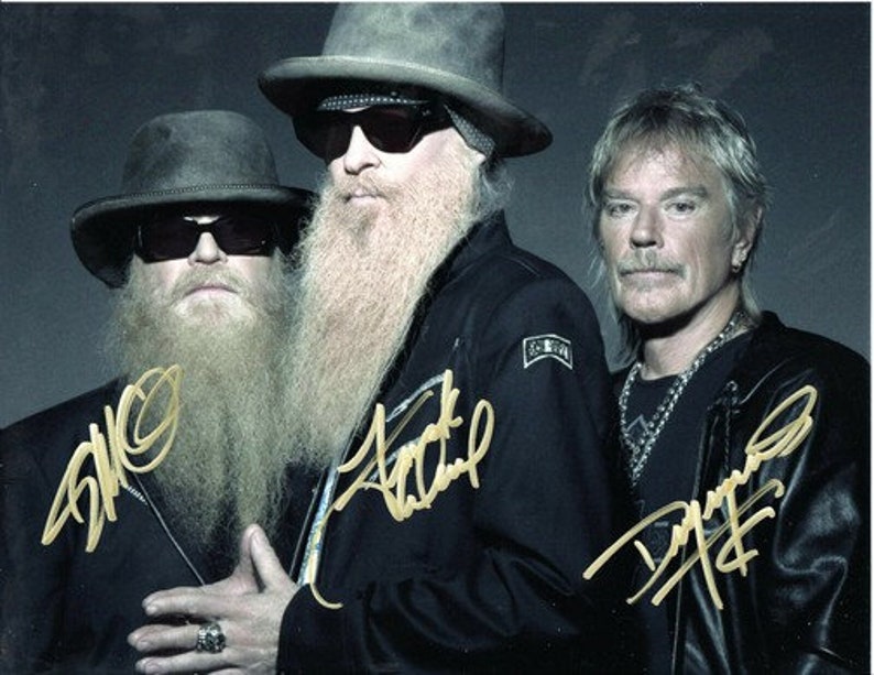 ZZ Top Band Group Signed Photo Poster painting 8X10 rp Autographed Dusty Hill Billy Gibbons Frank Beard