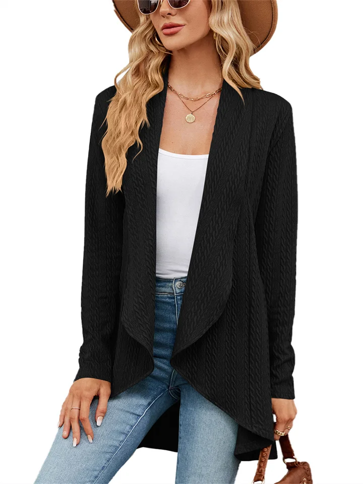 Autumn and Winter New Long Sleeve Lapel Macaron Solid Color Loose Cardigan Top Knitted Coat for Women