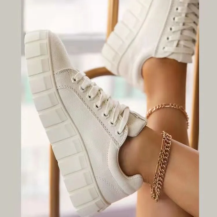 Qengg Big Size Women Shoes Flats Oxford Female 2022 Spring Autumn Metal White Platform Loafers Ladies Casual Canvas Shoes Sneakers
