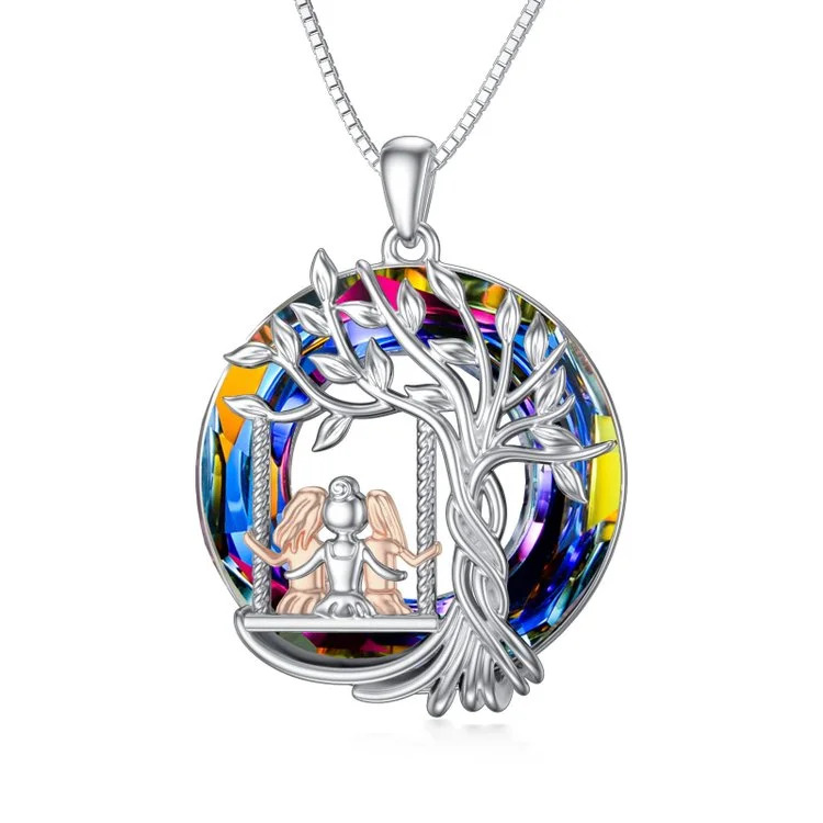 For Friend - S925 Not Sisters by Blood but Sisters by Heart Crystal Tree of Life Necklace - 3 Sisters