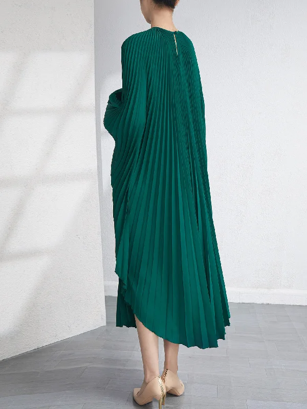 Solid Color Batwing Sleeve Fitted Wst Elegant Midi Dress main image 1